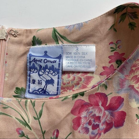 Vintage April Cornell Silk Floral Sleeveless Dress Sz 3 - Picture 5 of 9
